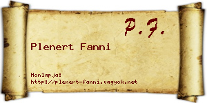 Plenert Fanni névjegykártya